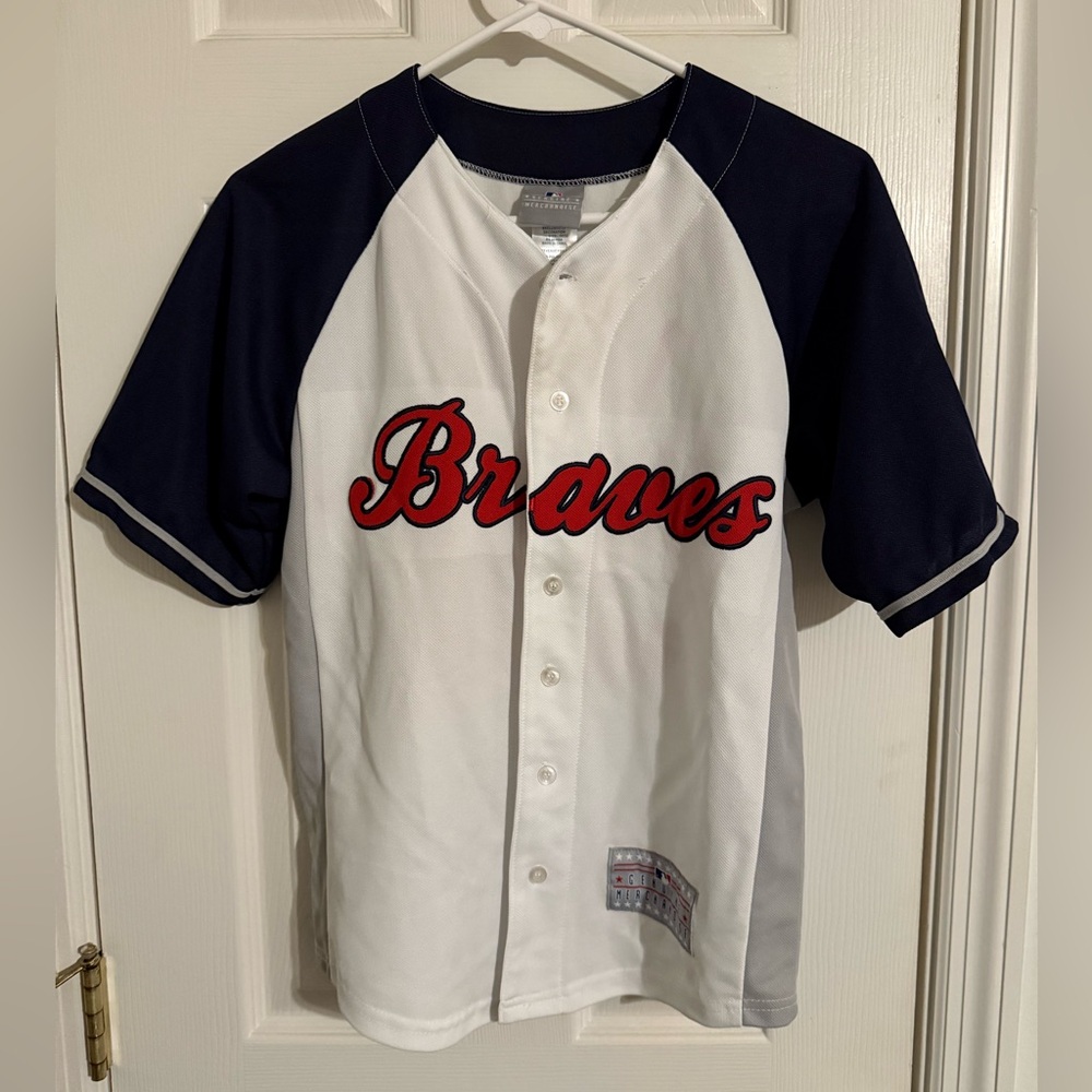 Braves Kids Baseball Jersey - White and Blue